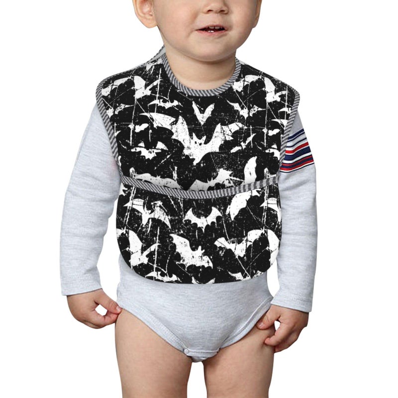 Qwalnely Goth Bibs Baby Stuff Bat Bibs Baby Stuff 2Packs for 6-24 Months Waterproof Washable Fabric - Image 4
